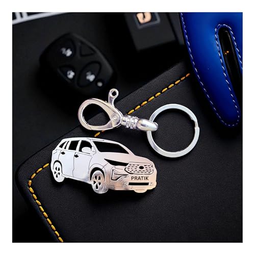 Image of Premium Stainless Steel Car Keychain | Personalized Custom Name Keyring | Stylish Car Shape Metal Key Holder made for Toyota Fortuner, Legender, Innova Crysta, Hycross, urban cruiser hyryder