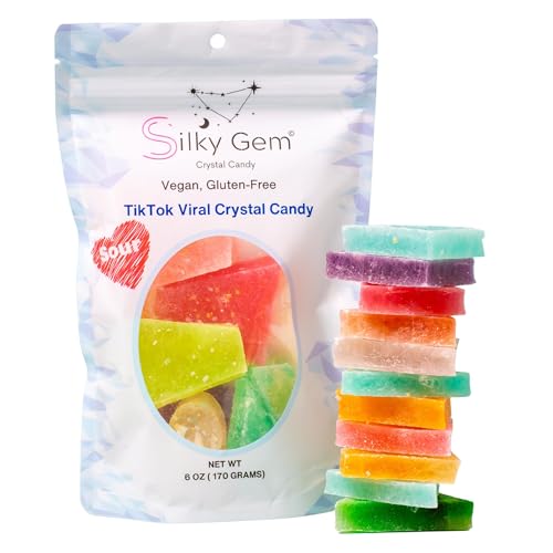 Silky Gem Sour Bites – Mini Crystal Candy with Pixie Sour Sparkle – Crunchy Outside, Soft Inside – Tangy & Sweet Treat – Vegan, Gluten-Free, Nut-Free – 6 oz Bag