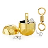 YIYYZI Travel Jewelry Box,Travel Jewelry Horder Storage for Earring, Rings, Necklace,Portable Travel Ring Holder for Women Men, Case for Gym Sports with keychain (Golden, 1-Pack)