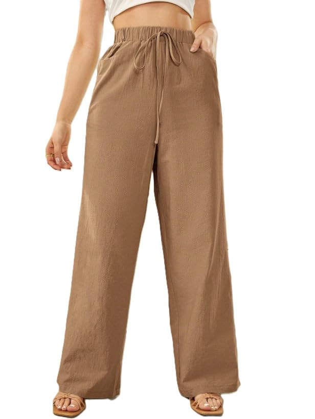 Campus Sutra Women Trouser||Women's Elegant Asymmetrical Hem Harem Pants - Solid Color Trousers, Non-Stretch for All-Season Versatile Wear, Everyday Comfortable Trousers (P-01-04) in neutral