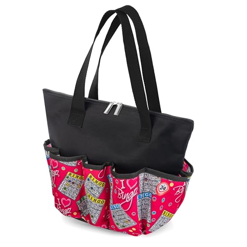 Bolsa Tote I Love Bingo Rosa con 10 Bolsillos miniatura 3