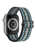 Compatible with Apple Watch 42mm 49mm Band Nylon Braided Boho Pattern Replacement Strap Soft Breathable Wristband for Men Women