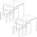 Rarapop 6 Stück transparente Acryl-Displayständer - Vielseitige Halter für Cupcakes, Figuren & Sammlerstücke - stabile Produktständer für Schmuck, Parfüm und Dekoration (SetB)