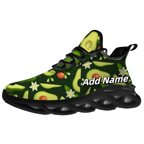 Avocado Running Shoes Men Women Custom Sneakers Add Name Lightweight Walking Tennis Shoes Gifts for Men Women
