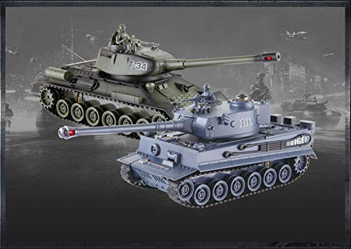 efaso 2 tanque teledirigido 1:28 Tiger Panzer & T-34 con sistema de combate por infrarrojos integrado, modelo RC de 2,4 GHz con función de disparo