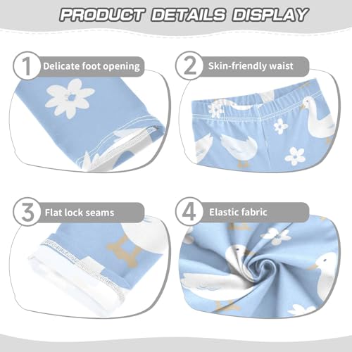 White Goose Flower Girls Casual Leggings for Kids Printed Long Pant Bottoms Stretch and Soft3