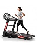 Sparnod Fitness STH-1200 Motorized Treadmill for Home Use, 4 HP Peak DC Motor, Bluetooth,12 km/hr Speed, 110 kg Max User Weight, 12 Preset Workouts, Manual Incline, Hi-Fi Speaker, Safety Key