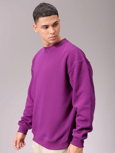 Image of The Indian Garage Co Men Oversized Solid Overhead Crewneck Sweatshirt