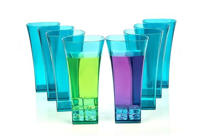 Image of SORATH Premium Drinking Glasses Set - Pcs Transparent Glassware | Stylish Tapered Glass Tumblers for Water, Juice & Cocktails | Modern Everyday Drinkware for Home & Commercial Use (Blue, Pack of 12)