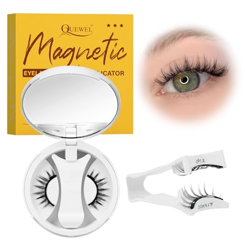 Faux Cils Magnetique, mise à niveau 2 faux cils magnétiques plus confortables à porter, Cils magnétiques QUEWEL avec applicateur, faciles à porter et à retirer (NZH-H)