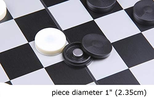 Miniatura 8 de Calefacción de damas de 8 x 8 pulgadas con tablero extensible de 9 x 9 pulgadas, 12 piezas negras y 12 piezas blancas