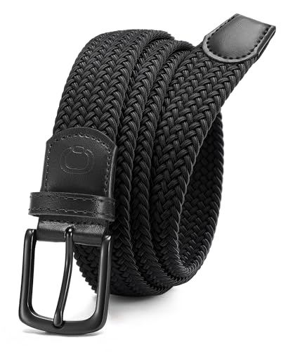 Image of Chaoren Leather Ratchet Belt 2 Pack Dress with Click Sliding Buckle 1 3 /8 inch in Gift Set Box - Adjustable Trim to Fit