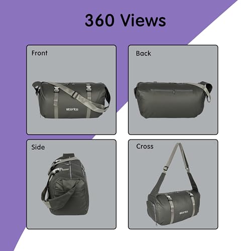 Image of Storite Travel Duffle Bag with Shoe Compartment, Shiny Grey, 43x22x18.5 cm