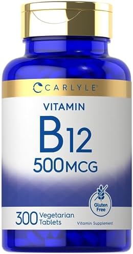 Carlyle Vitamin B-12 500mcg | 300 Tablets | Vegetarian, Non-GMO, Gluten Free Supplement