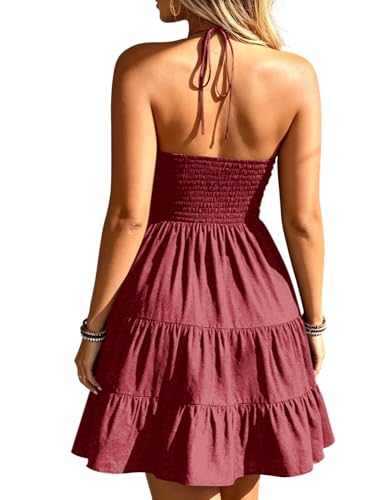 Image of SOLY HUX Women's Summer Mini Dress Halter Backless Flowy Cami Sundress
