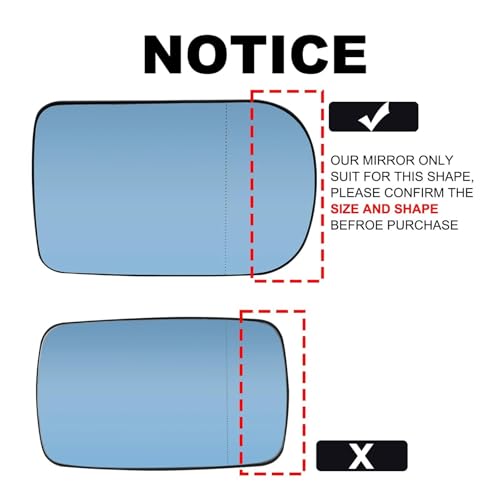 Glace de rétroviseur gauche teintée bleu pour BMW Série 7 E38 et 5 E39 - 5