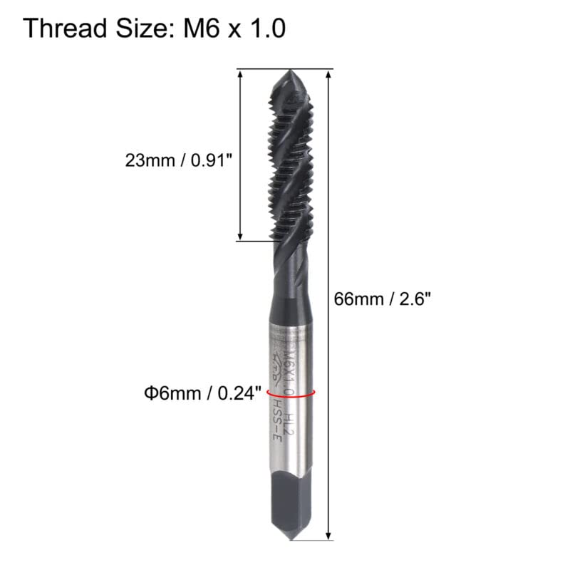 Tool parts M6 x 1.0 Spjral Flute Tap Metric Machine Thread Tap HSS Nitriding Coated