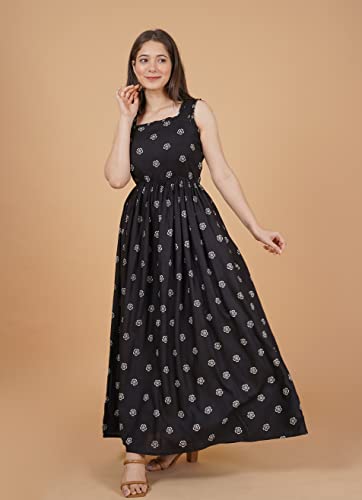 Image of Daevish Women's Rayon Fit and Flare Maxi Casual Dress | Women Flared Dress
