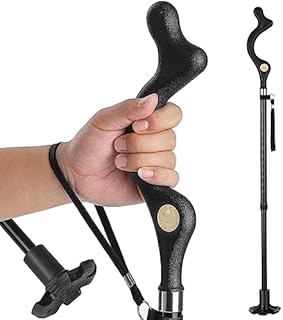 Youyijia Walking Stick Posture Walking Canes Portable Lightweight Posture Cane Adjustable Height Self-Stand 360 Deg Traction Non Slip Stick Crutches Elderly Aids Walking