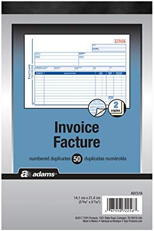 Adams Invoice Book 3 Pack, 2 Part Carbonless Invoices, Horizontal Sales ...