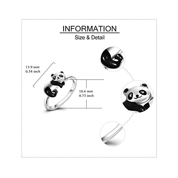 ONEFINITY Panda Gifts for Girls Sterling Silver Panda Rings Cute Panda Jewelry Panda Gifts for Women