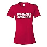 Shake and Bake Distressed Talladega Nights Ricky Bobby Cal Naughton JR Womens T-Shirt Small Red