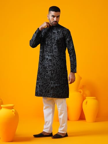 Image of SOJANYA (Since 1958 Men's Cotton Rayon Shiny Thread Sequinned Only Long Kurta