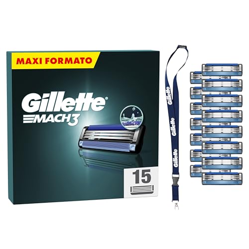 Gillette Lamette Rasoi Uomo Mach3 Per Rasoio A 3 Lame, Confezione Da 15