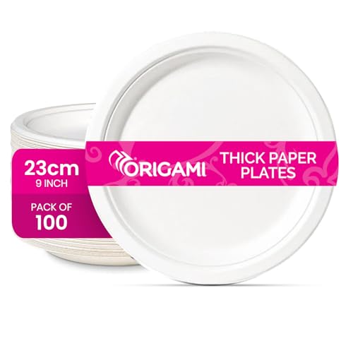 Image of Origami Plates- 23cm, 100 Pieces, (Pack of 5, per pack 20 plates)