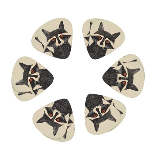 Paquete de 12 púas de guitarra con impresión gráfica de mapache retro, accesorios para ukelele para...