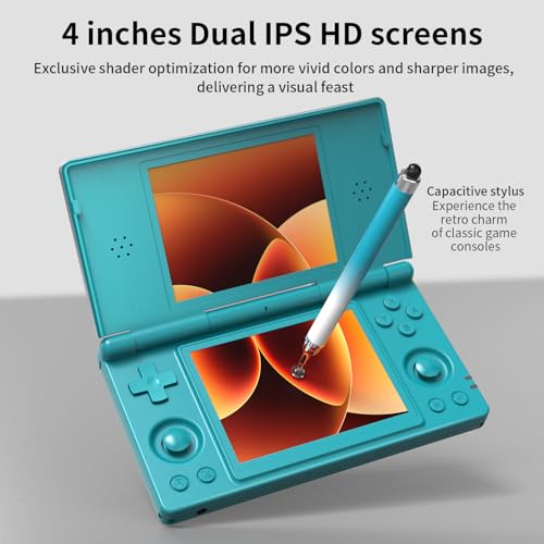 Image of Daxceirf RG DS Flip Retro Handheld Game Console, RGDS 4.0 Inch Dual IPS Touch Screen Android 14 System 4000mAh Battery 3+32GB(RG DS-Blue)