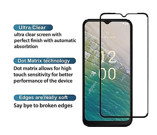 Image of DD SON Tempered Glass Screen Protector Compatible for Nokia C32 (11D) with Edge to Edge Coverage and Easy Installation kit,Black