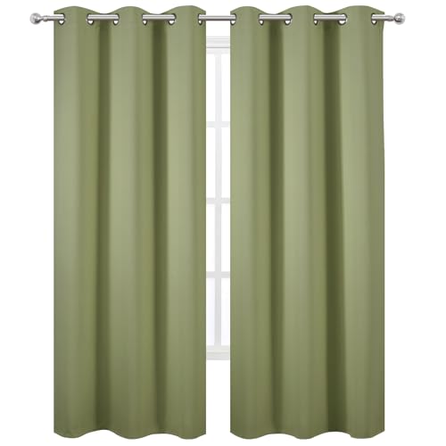 Image of LEMOMO Sage Green Thermal Blackout Curtains /42 x 95 Inch /Set of 2 Panels Room Darkening Curtains for Bedroom