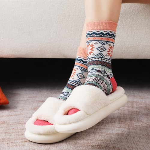 Image of Premillow Wool Socks for Women - Womens Wool Socks Winter Sock for Women Men Warm Thick Knit Soft Vintage Casual Crew Sock
