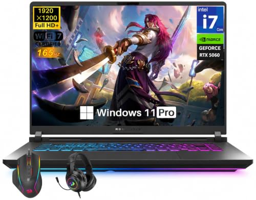 Image of ASUS ROG Strix G16 Gaming Laptop, Intel Core i7 14650HX (Up to 5.2 GHz), NVIDIA RTX 5060, 16 inch 1920x1200 FHD+ 165Hz 3ms Nebula Display, 64 GB DDR5 RAM, 2 TB SSD, Win 11 Pro, RGB KB & Gaming Accessories