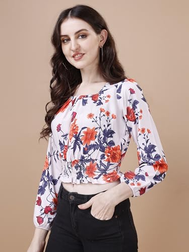 Image of Wedani Women's Casual Foral Print Puff Sleeve Regular Top