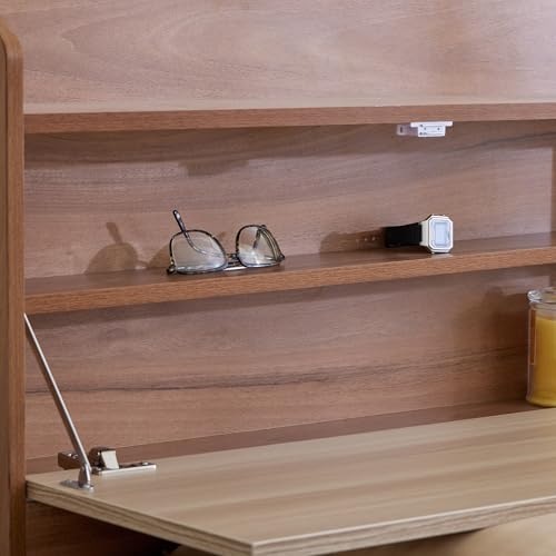 Image of Home Centre Leon Bond King Bed with Hydraulic Storage (PU Paint Finish) - Brown, Engineered Wood