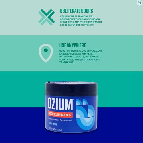 Image of Ozium 4.5 Oz. Odor Eliminating Gel for Homes, Cars, Offices and More, Outdoor Essence, 2 Pack