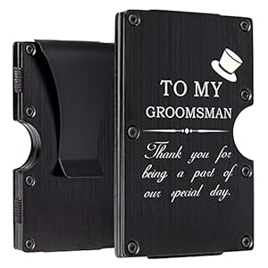 Groomsmen Wallet Gifts for Men Personalized Custom Aluminum Wallet for Groomsmen with Money Clip Engraved Credit Card…