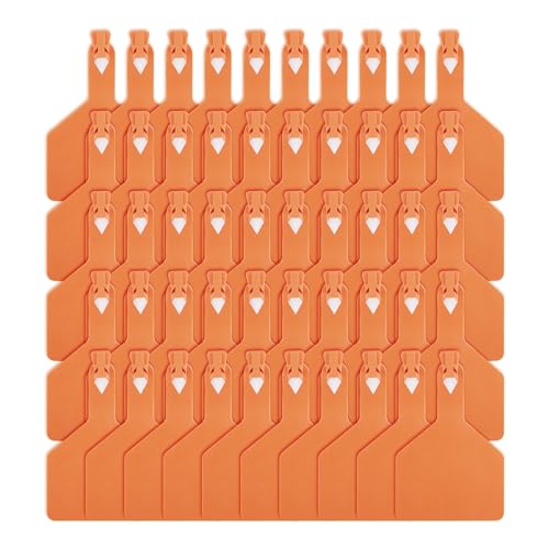 Danbark 50-Count One-Piece Cattle Ear Tags Large TPU Cow Tags Fade-Resistant & Cold-Resistant for Easy Livestock Identification and Herd Management(Orange)