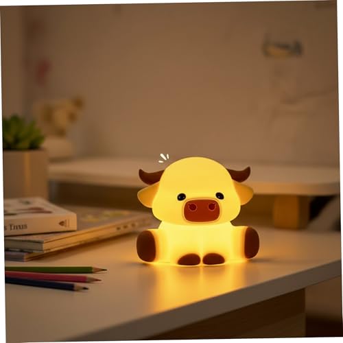 Veilleuse Highland Cow à intensité variable avec capteur tactile en silicone