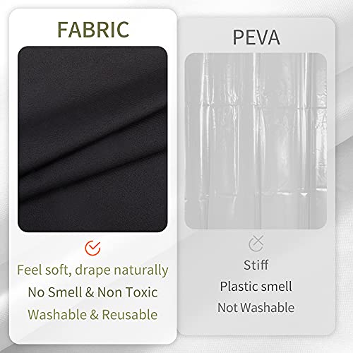 Image of ALYVIA SPRING Extra Long Waterproof Fabric Shower Curtain Liner Black 72x84