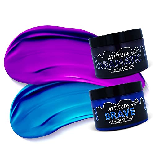Attitude Hair Dye - Space Angel duo Combo de tintes semipermanentes para el cabello - Púrpura/Azul