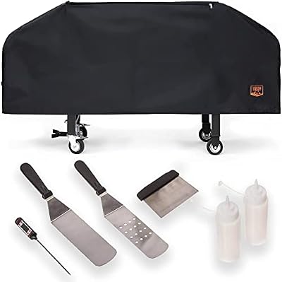 Yukon Glory Griddle Cover & Tool Set | Fits Blackstone 36-Inch | 600D Polyester Cover + 6-Piece Tool Kit | 2 Spatulas, Scraper, 2 Squirt Bottles & Thermometer | Complete Bundle