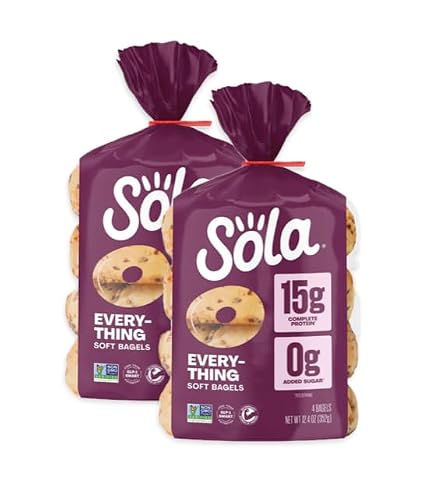SOLA Low Carb Bread & Bagels Variety | Keto Friendly, High Fiber, Low Net Carbs | 2 Pack (Everything Bagels, 2 Pack)