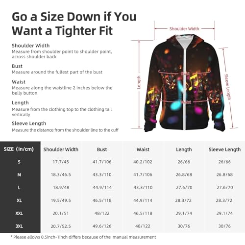 UPF 50+ Sun Protection Hoodie Long Sleeve Colorful Music Notes Sun Shirt Rash Guard Fishing Shirts for Men2