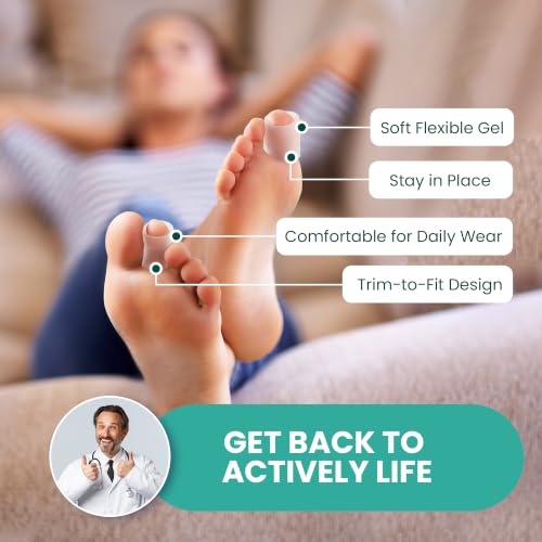 Image of Welnove Toe Protectors - 18-Pack Aloe Vera Extract Infused Silicone Toe Sleeve Toe Covers for Hammer Toes, Corns, Calluses, Blisters - Soft Gel Protector Toe Cushions for Pain Relief (Multi-Size)