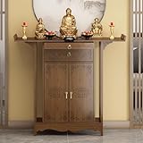 Personal Shrine Altar Table, Buddha Niche Chinese Cabinet, Buddhist Altar De Muertos De Madera Shrine, Altar Table with Storage, Altar Cabinet (39.3x15.7x42.5in)