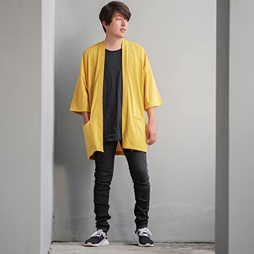 Image of Men's Long Oversized Kimono Cardigan Noragi Japan Jacket Haori Man Yukata Coat
