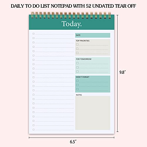 To Do List Notepad - Daily Planner Pad Undated 52 Sheets Tear Off , 6.5" X 9.8" Planning Pad Checklist Productivity Note Pad For Work And Personal Organized #TOP1